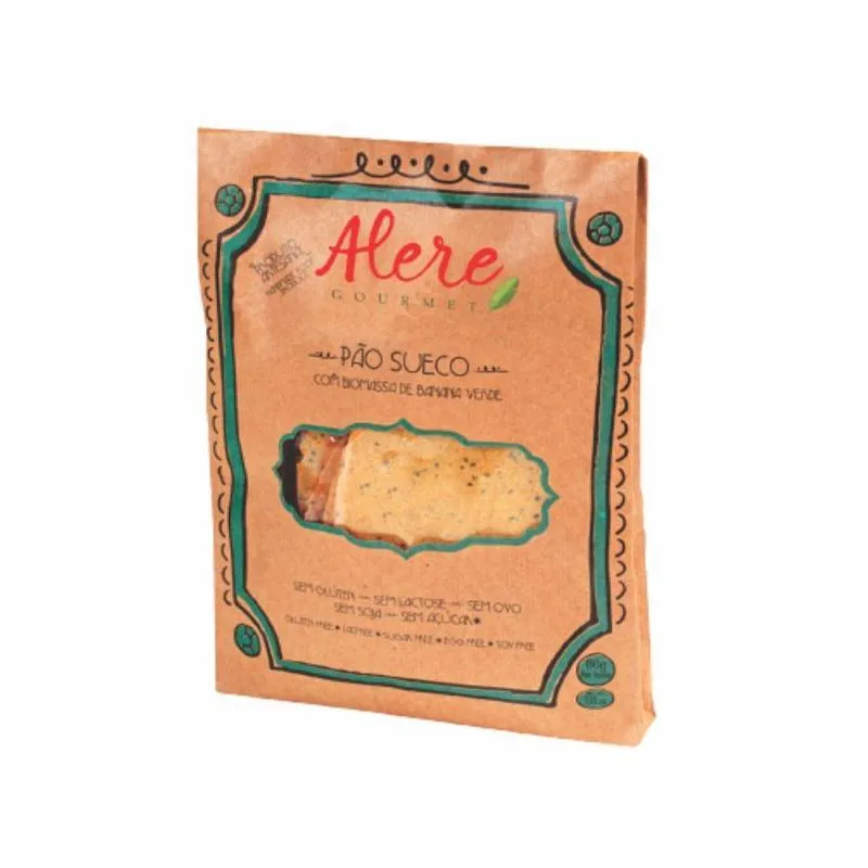 Kit 3x: Pão Sueco Biomassa De Banana Sem Glúten Alere 80g