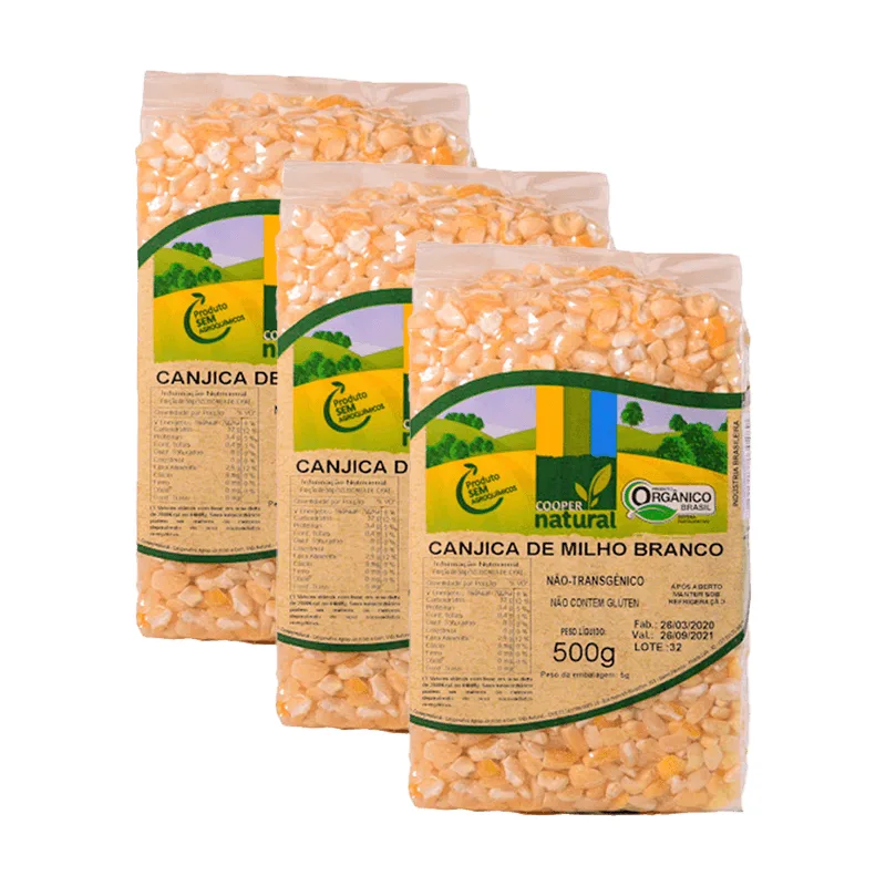 Kit 3x: Canjica De Milho Branco Orgânico Coopernatural 500g
