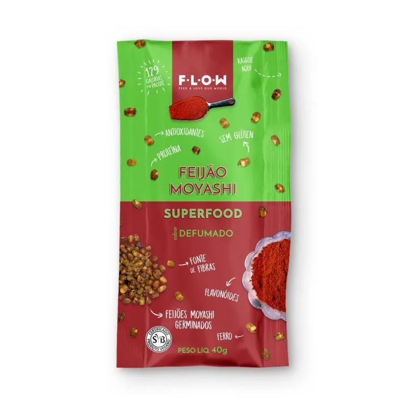 Kit 3x: Snack Feijão Moyashi Com Páprica Defumada Flow 40g