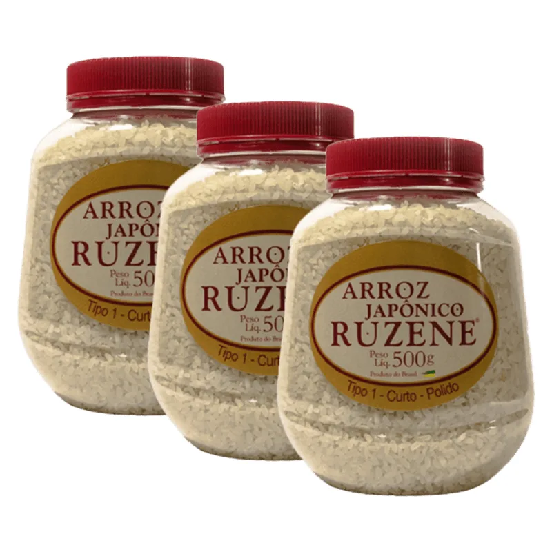 Kit 3x: Arroz Japônico Curto Ruzene 500g