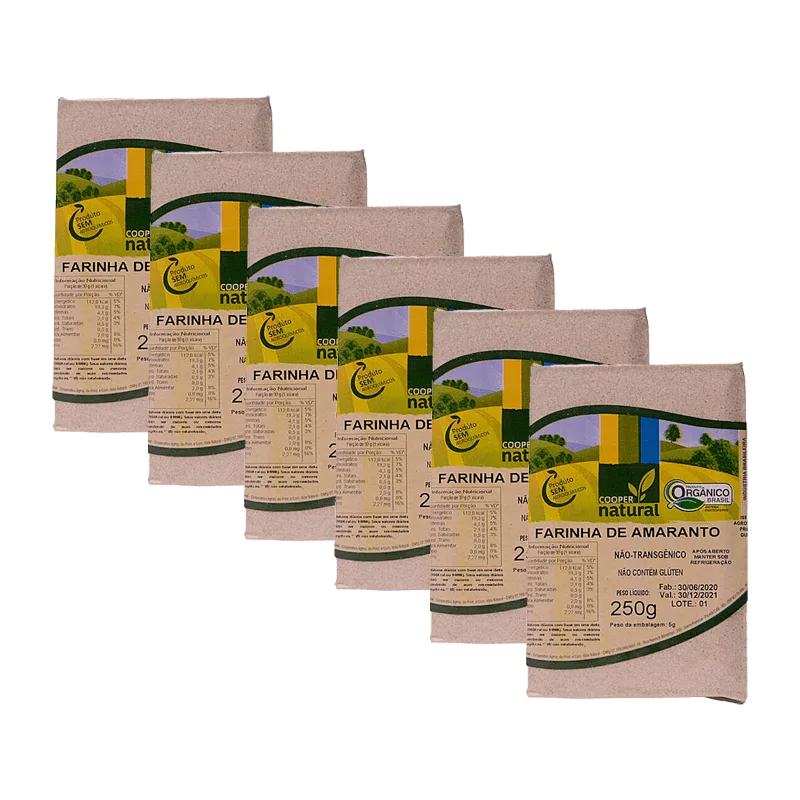 Kit 6x: Farinha De Amaranto Orgânico Coopernatural 250g