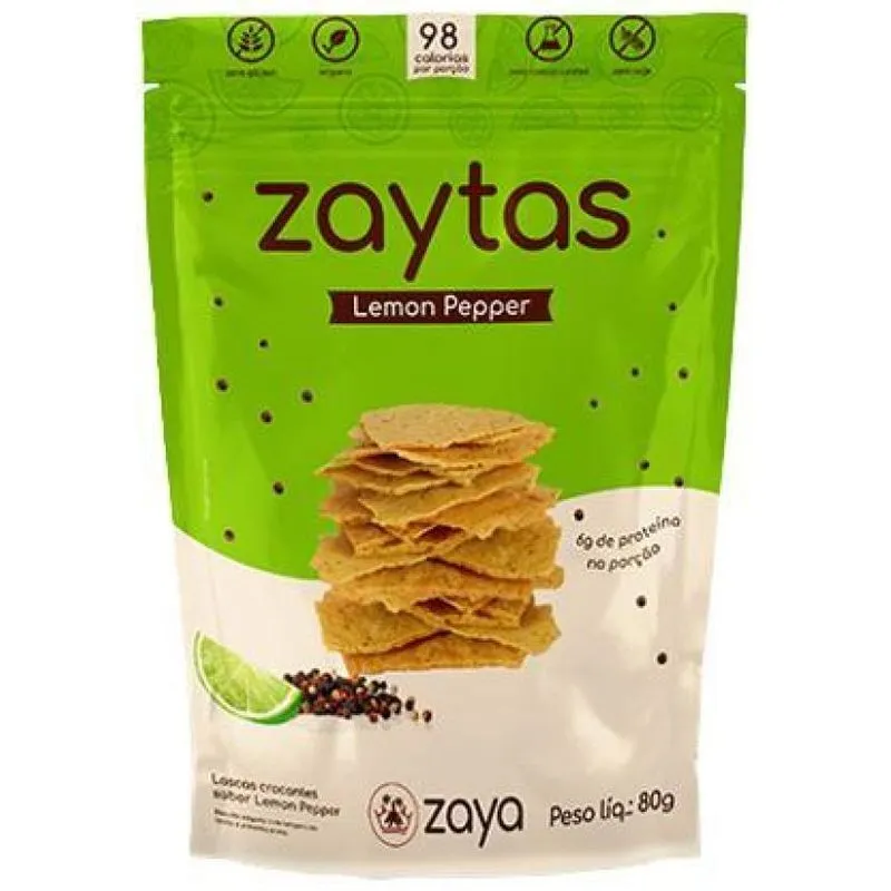Kit 6x: Biscoito Zaytas Lemon Pepper Sem Glúten Zaya 80g