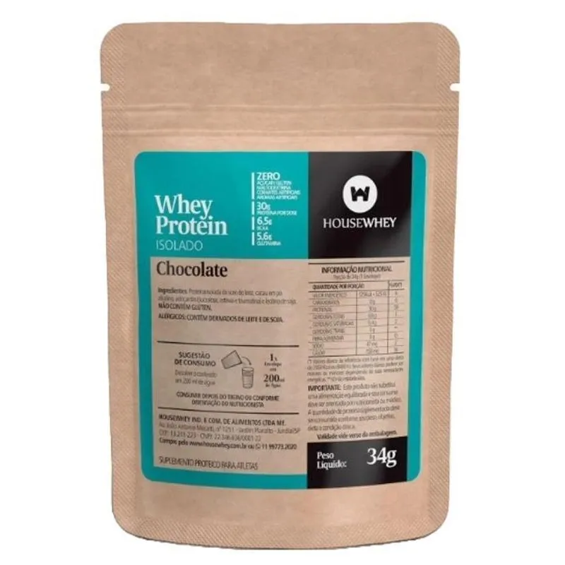 Whey Protein Isolado Chocolate Sachê Housewhey 34G