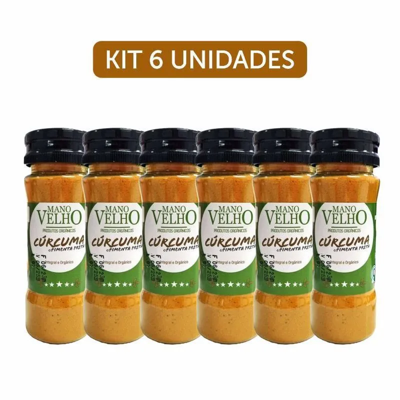 Kit 6x: Cúrcuma Pimenta Preta Em Pó Orgânica Mano Velho 60g