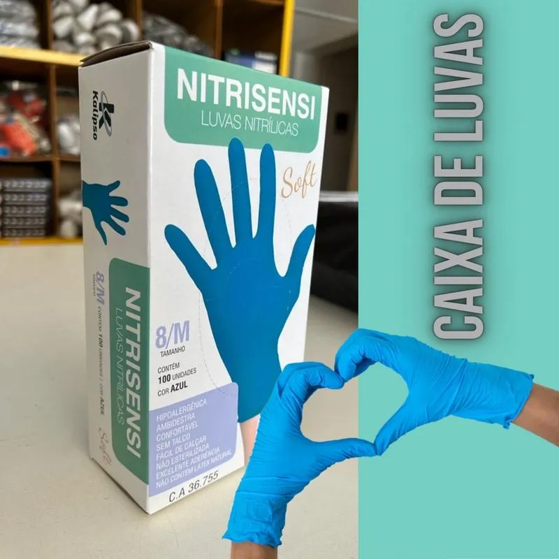 Luva proteção nitrisensi soft kalipso 50 pares CA:36.755