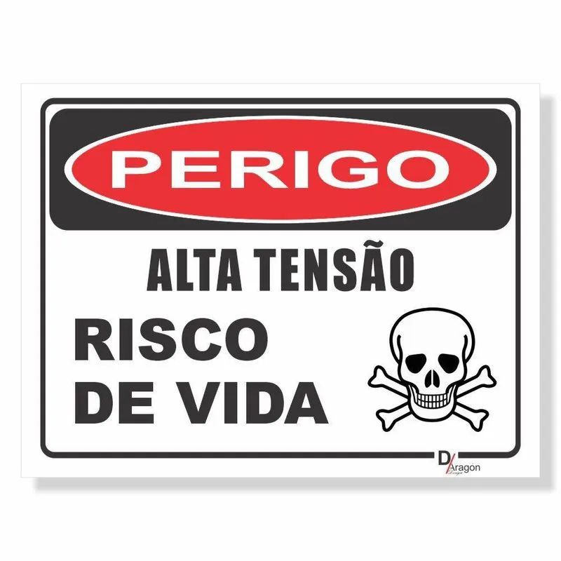 Placa De Sinalização Perigo Risco De Vida - Ps1mm 20x27cm Placa De Sinalização Perigo Risco De Vida - Ps1mm 20x27cm