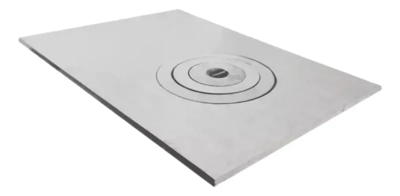 Chapa Fogão A Lenha Polida 1 Furo Ferro Fundido 47x85 Cm Prateado