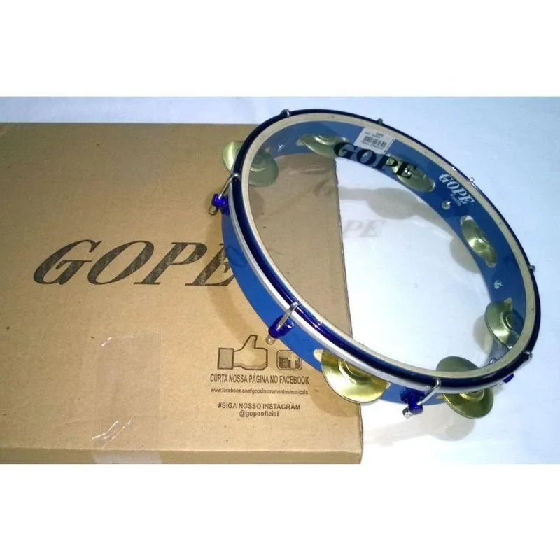 Pandeiro Gope 11 Polegadas Pele Cristal Cor Azul