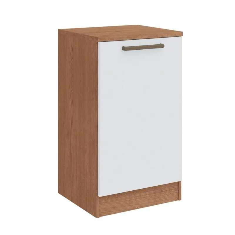 Mesa De Cabeceira Modulada Requinte Com 1 Porta - Macadâmia/branco Line
