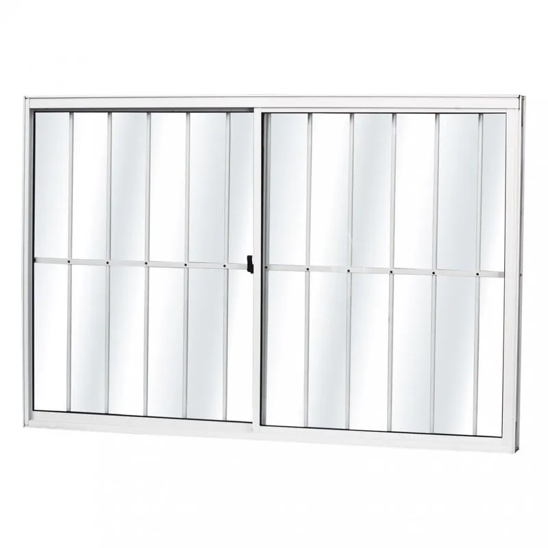 Janela de Correr Alumínio 2 Folhas Móveis com Grade MGM Soft 120cmx150cm Vidro Liso Incolor Fosco