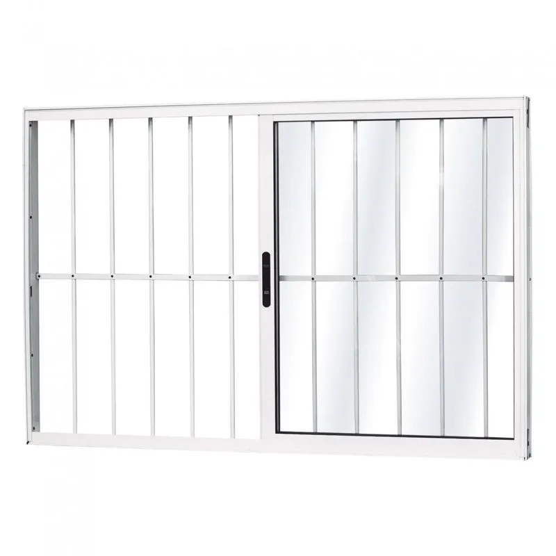 Janela de Correr Alumínio 2 Folhas Móveis com Grade MGM Sólida 120cmx200cm Vidro Mini Boreal Branco