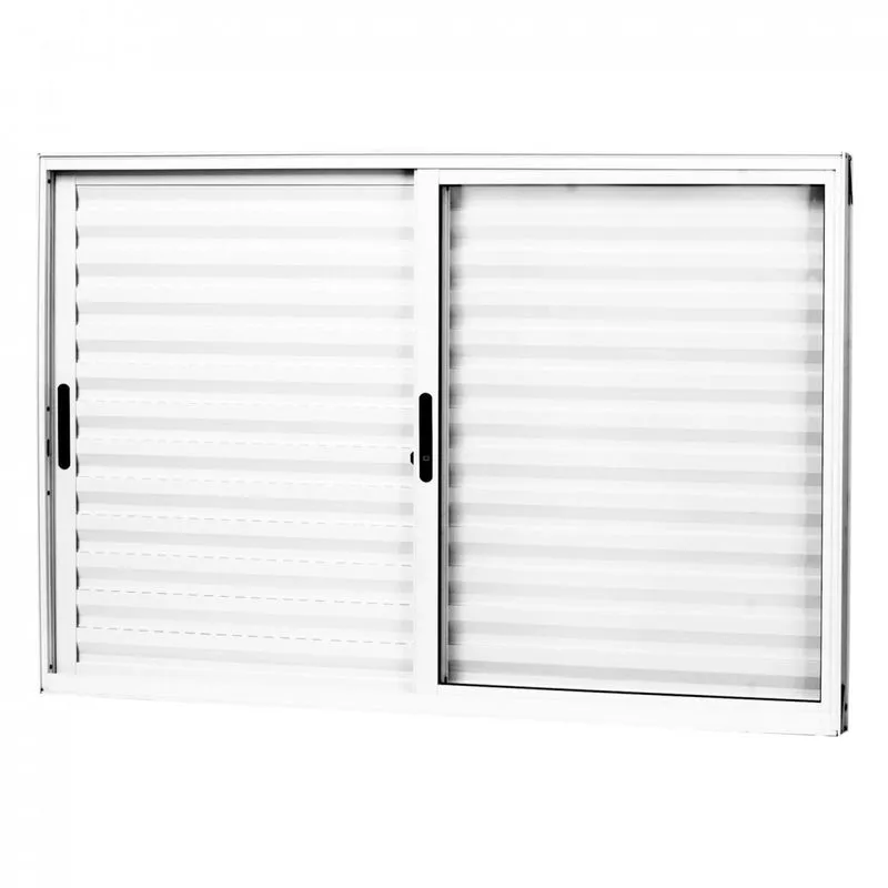 Janela Veneziana Alumínio 3 Folhas Fixa Sólida Vidro Mini Boreal 120cm x 150cm MGM Branco