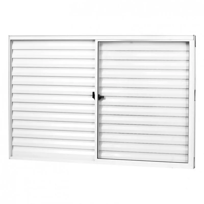 Janela Veneziana Alumínio 3 Folhas Fixa MGM Soft 120cmx120cm Vidro Mini Boreal Branco