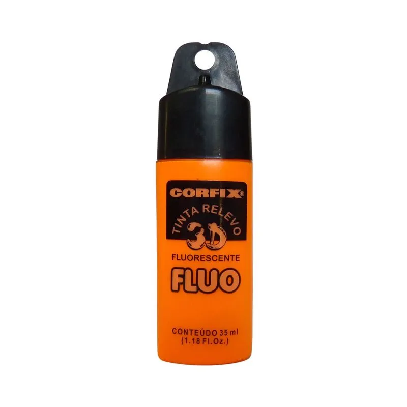 Tinta Relevo 3d Fluorescente Corfix 1009 Laranja 35ml