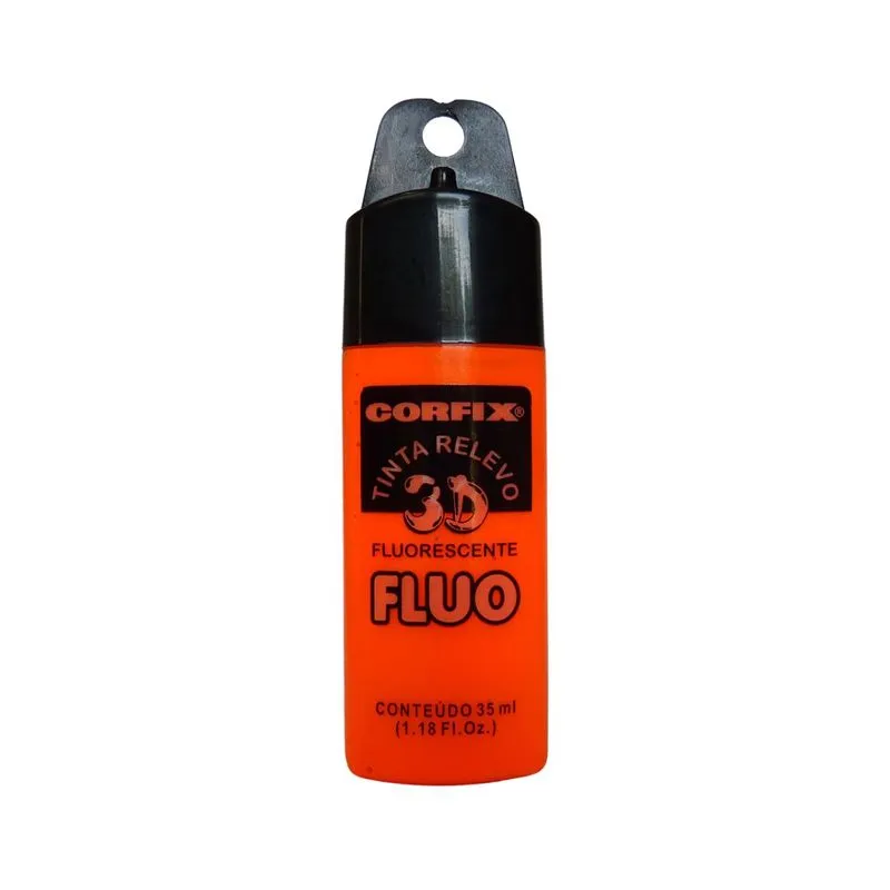 Tinta Relevo 3d Fluorescente Corfix 1010 Laranja Fogo 35ml