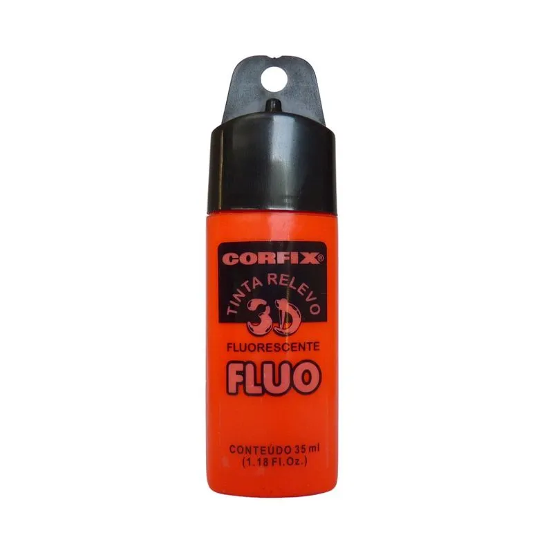 Tinta Relevo 3d Fluorescente Corfix 1013 Vermelho 35ml