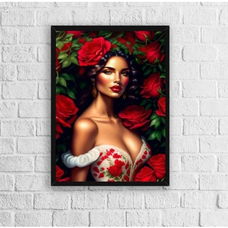 Quadro Pombagira Rosa 24x18cm - Decoração Quarto/Sala Preta