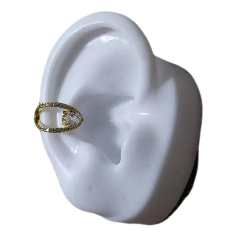 Piercing De Argola Falso Fake Dourado Pedra Zirconia F Ouro