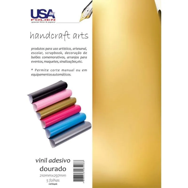 Vinil Adesivo Dourado A4 210x297mm