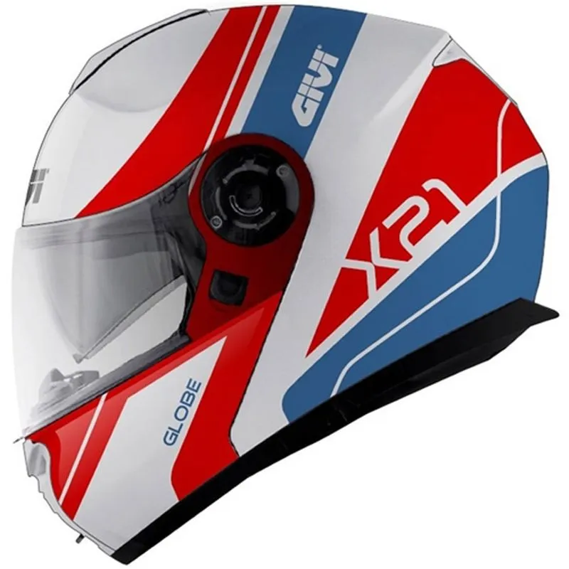 Capacete Givi X21 Globe Branco Vermelho Azul 58