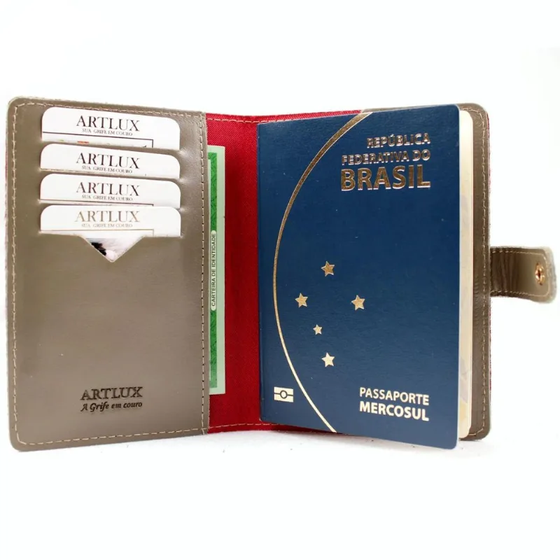 Porta Passaporte Em Couro Artlux 3005 - Verde
