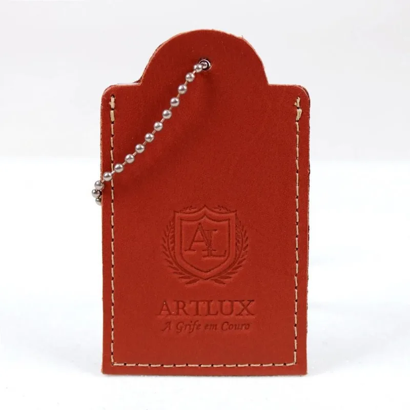 Mini Tag Identificação Em Couro Artlux Id004 - Pinhao