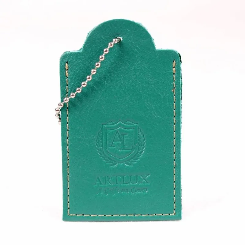 Mini Tag Identificação Em Couro Artlux Id004 - Verde