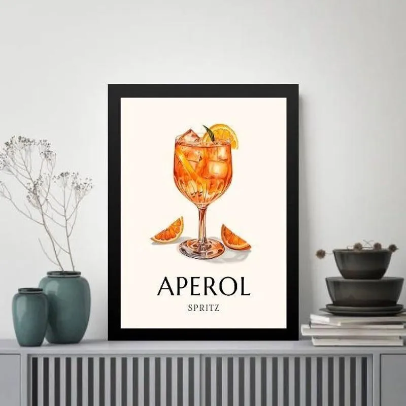 Quadro Decorativo Coquetel Alcoolico 33X24Cm - Com Vidro