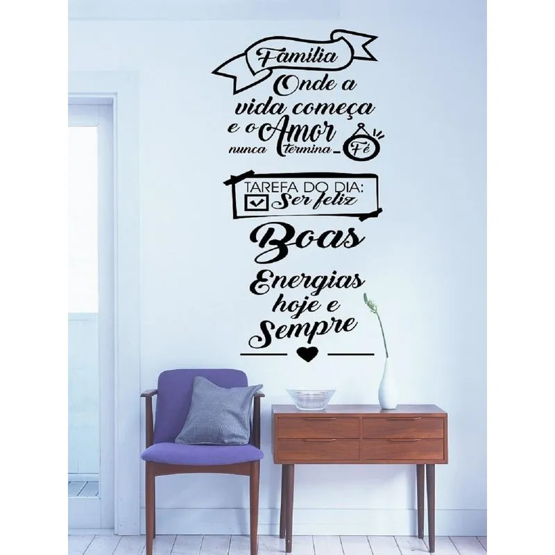 Adesivo Decorativo De Parede Frase Sobre Família Coração