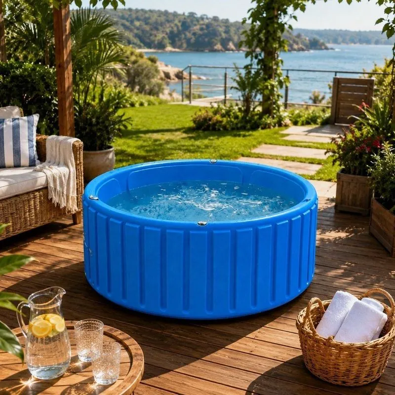 Eco Spa Portátil Topline: Banheira Com Hidro, Aquecimento E Cromoterapia 220v Ouro Fino Azul