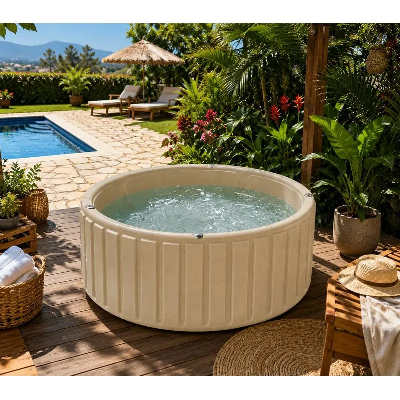 Eco Spa Portátil Topline: Banheira Com Hidro, Aquecimento E Cromoterapia 220v Ouro Fino Bege