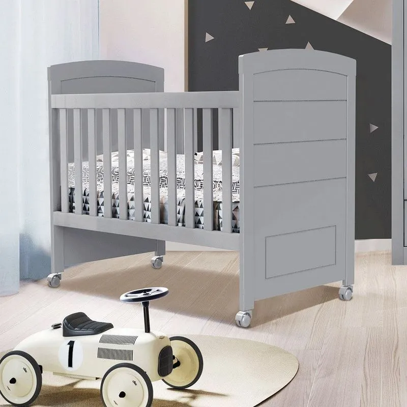 Berço Infantil Mini Cama Cleo Cinza - Carolina Baby