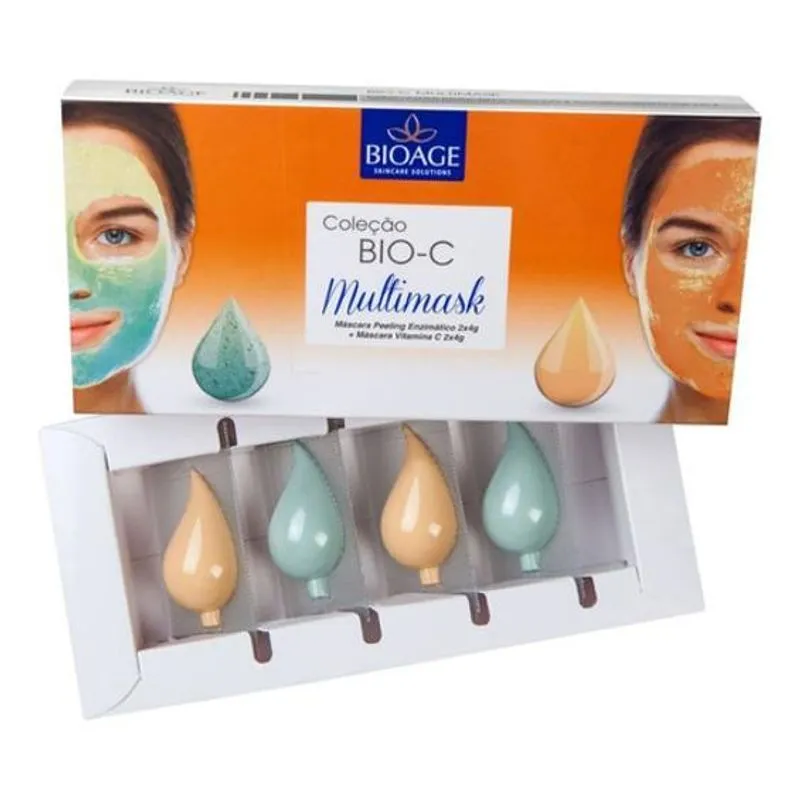 Kit 2 Mask Vitamina C 4g + 2 Mask Peeling Enzimatico 4g
