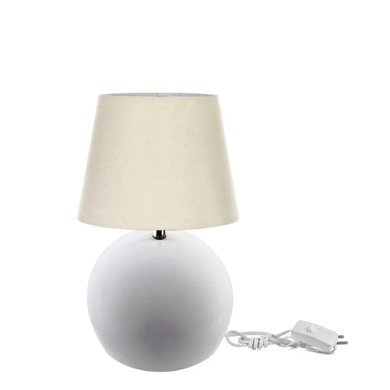Abajur Bola Branco Cupula Bege 3021