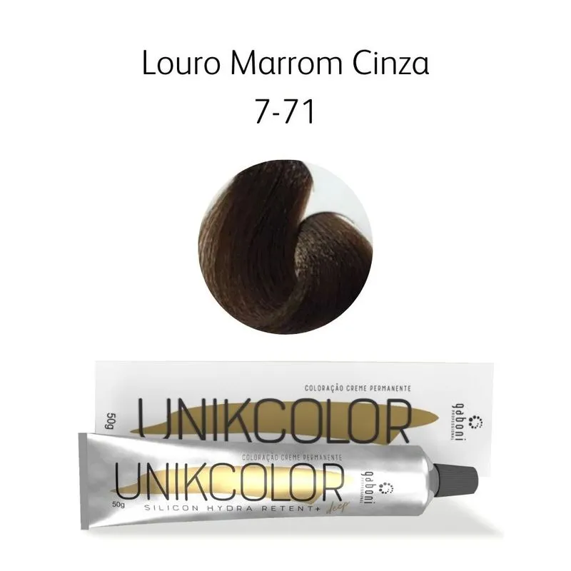 Coloração UnikColor 7-71 Louro Marrom Cinza 50gr Gaboni Professional