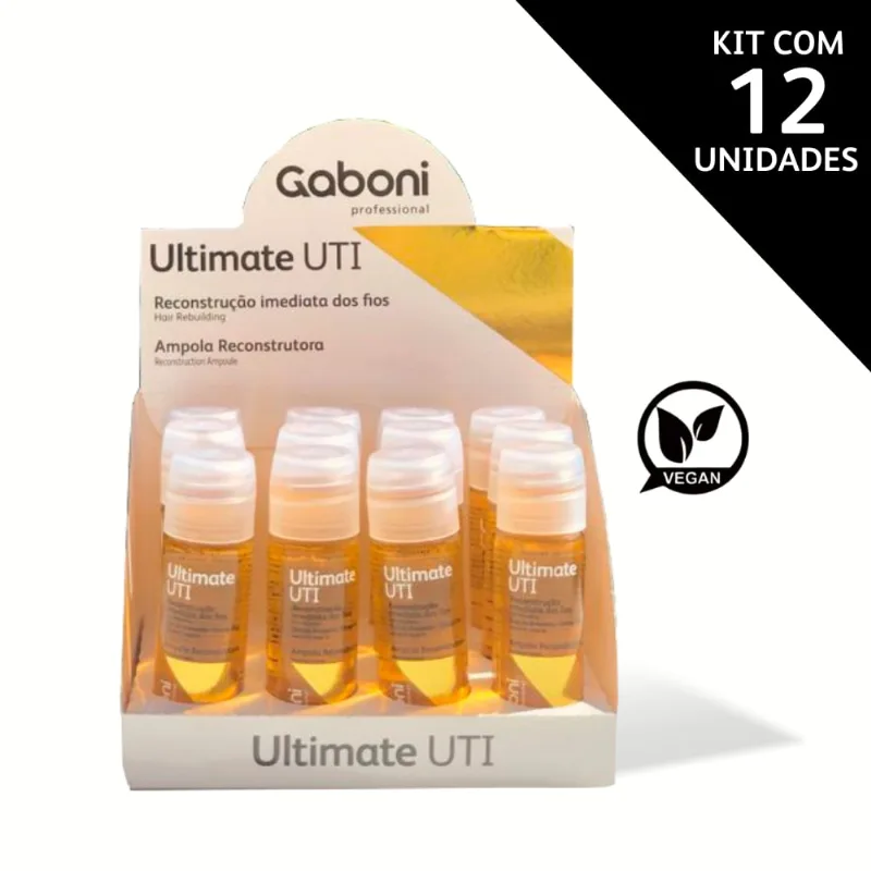Kit Ampola Reconstrução Imediata Ultimate Uti - Caixa Com 12 Unidades Gaboni Professional