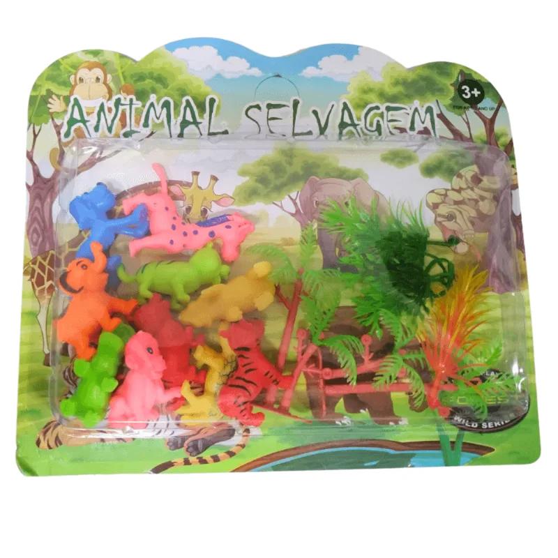 Kit Animais Selvagens de Plástico c/ 10 Peças Rotobrinq