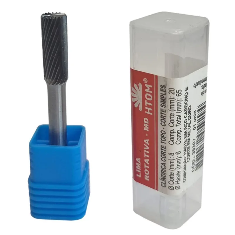 Lima Rotativa Cilíndrica 8 X 20Mm Corte No Topo Metal Duro