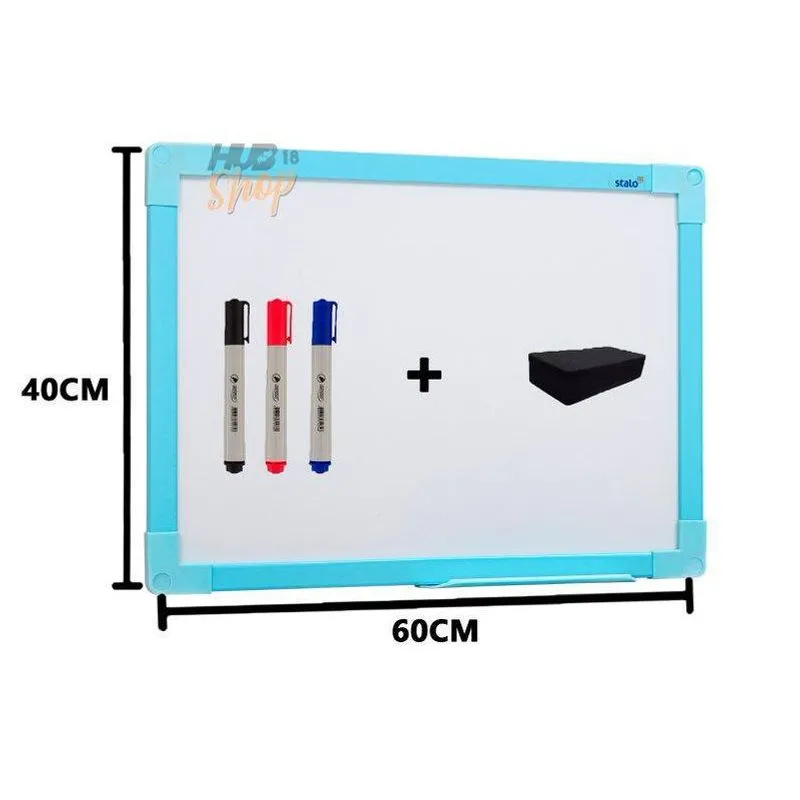 Quadro Lousa Branco Uv Soft Colors 60x40 Moldura Azul Stalo