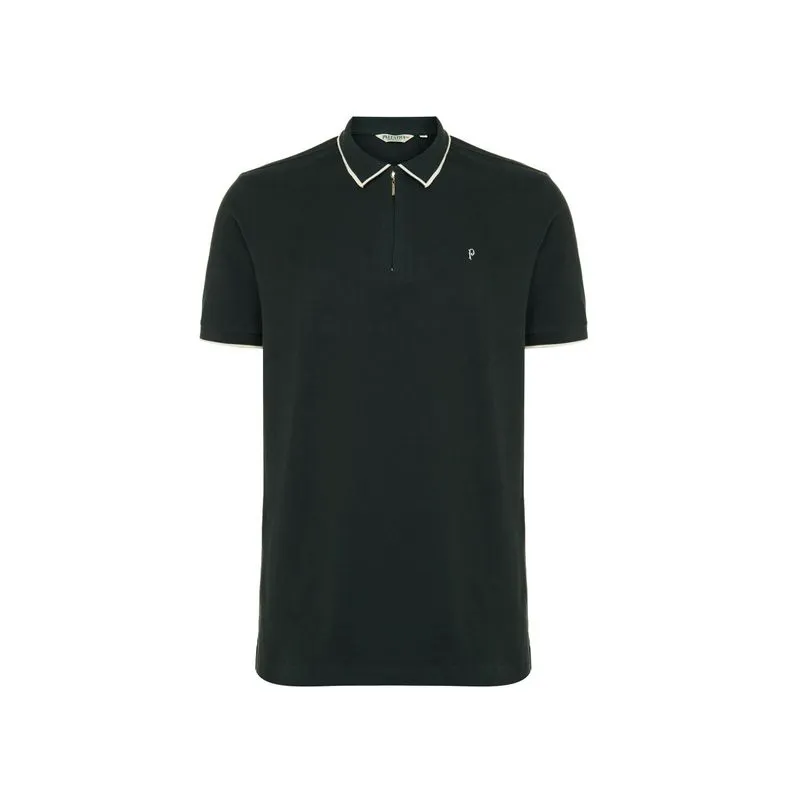 Polo Manga Curta Palestra com Zíper - Verde Escuro - P