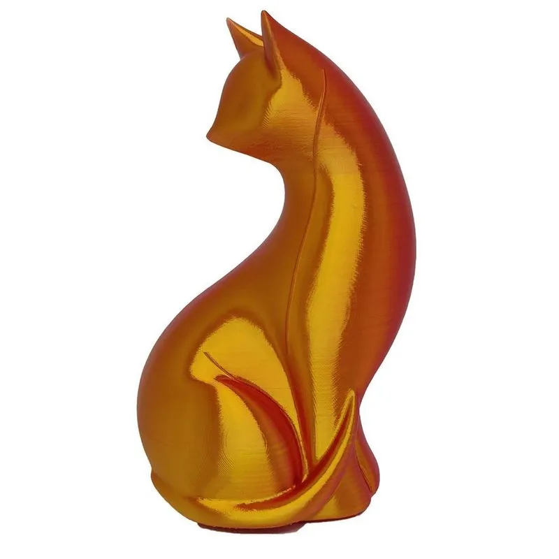 Estatueta Gato Moderno Enfeite 20Cm Estátua Bicolor 3D