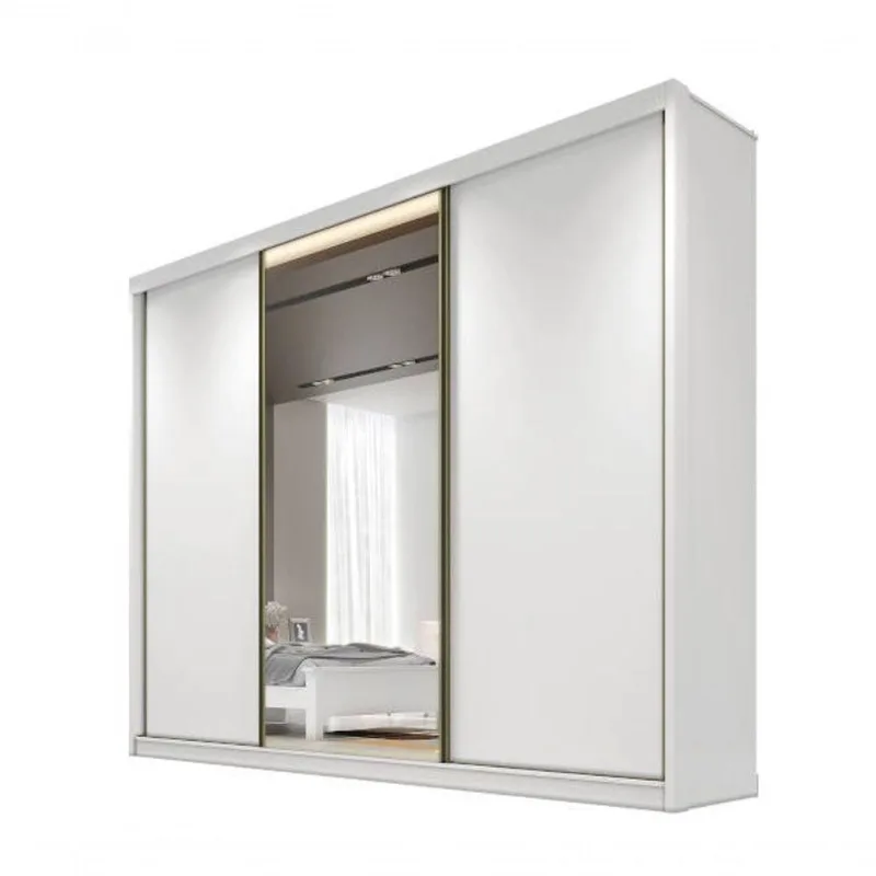 Guarda Roupa Casal Com 1 Porta Espelhada 4 Gavetas - Diamond-branco - Móveis Novo Horizonte