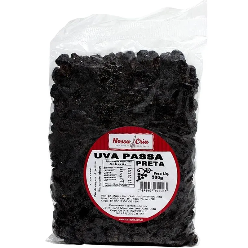 UVA PASSA PRETA 500G NOSSA CRIA