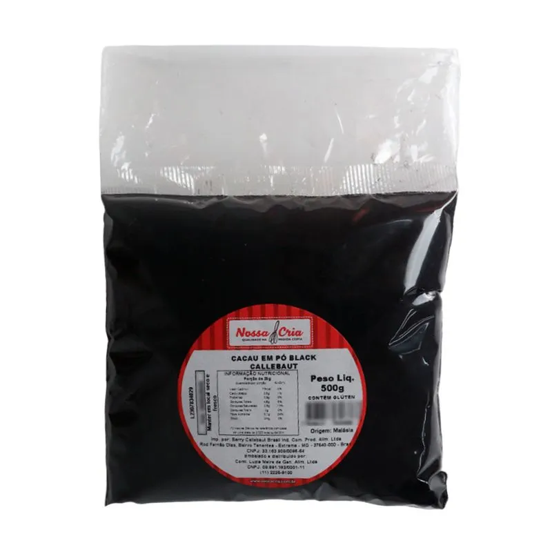 Cacau em Pó 100% Barry Callebaut Black Importado 500g NOSSA CRIA CACAU EM PO BLACK CALLEBAUT 500G NOSSA CRIA