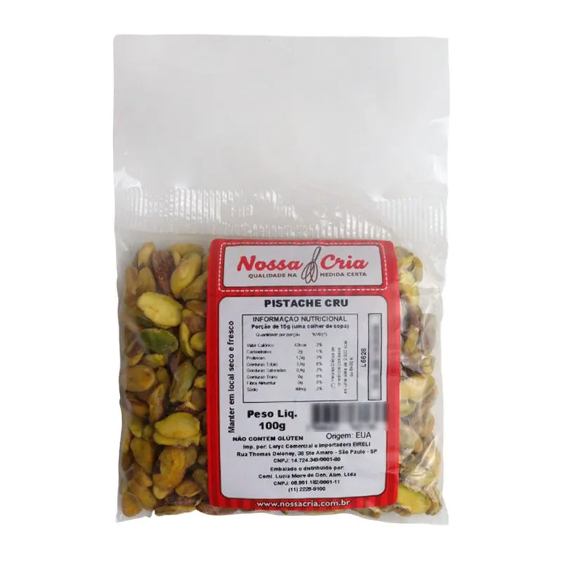 PISTACHE CRU INTEIRO 100G NOSSA CRIA