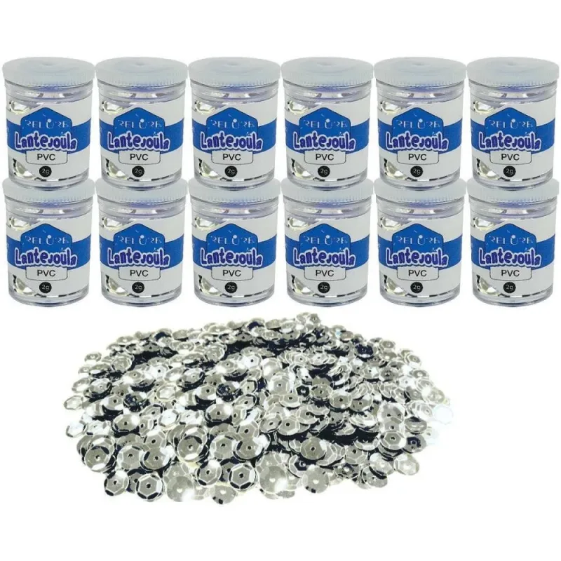 Lantejoula Metalizada Prata 10MM. Pote 2G.