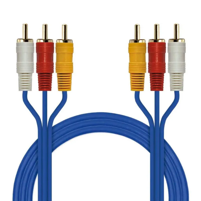 Cabo Auxiliar 3 Rca X 3 Rca Dourado 1,5M Vídeo Som Tv