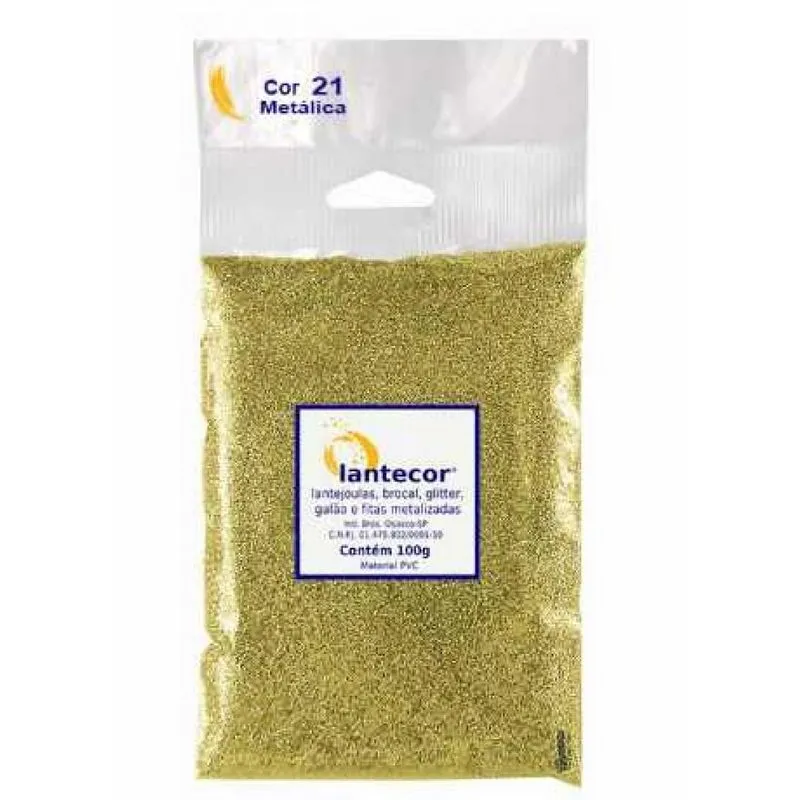 Glitter Metalizado Ouro Claro 100g Lantecor