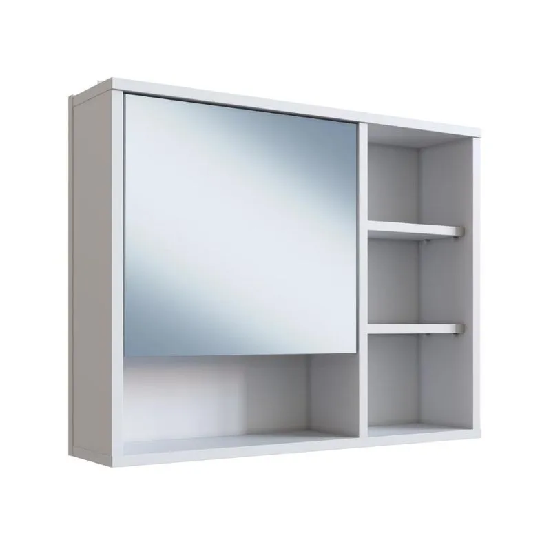 Armário Espelheira Para Banheiro 60cm Com 1 Porta Branco