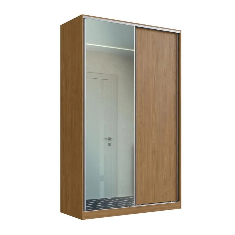 Guarda Roupa Solteiro Freijó Natural 1 Espelho 2 Portas 3 Ga